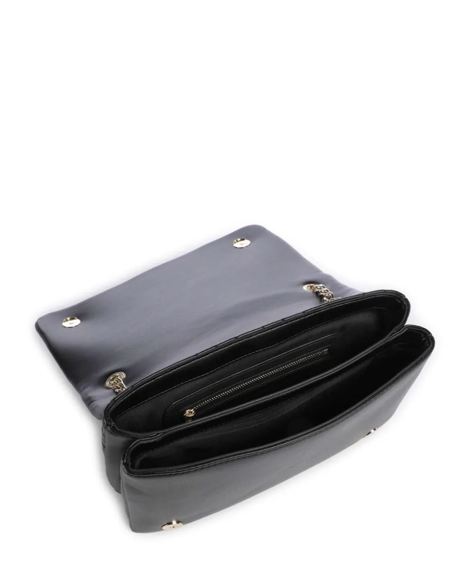 Quilted Schultertasche Lederimitat schwarz