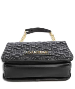 Quilted Schultertasche Lederimitat schwarz