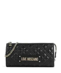 Quilted Schultertasche Lederimitat schwarz