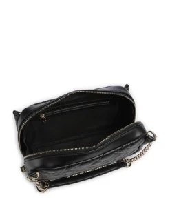 Quilted Schultertasche Lederimitat schwarz