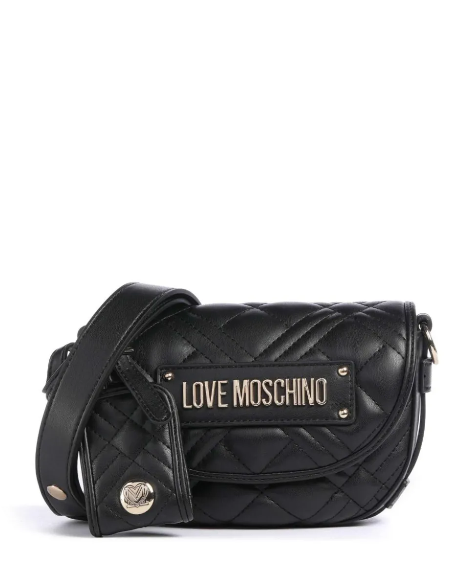 Quilted Umhängetasche Lederimitat schwarz