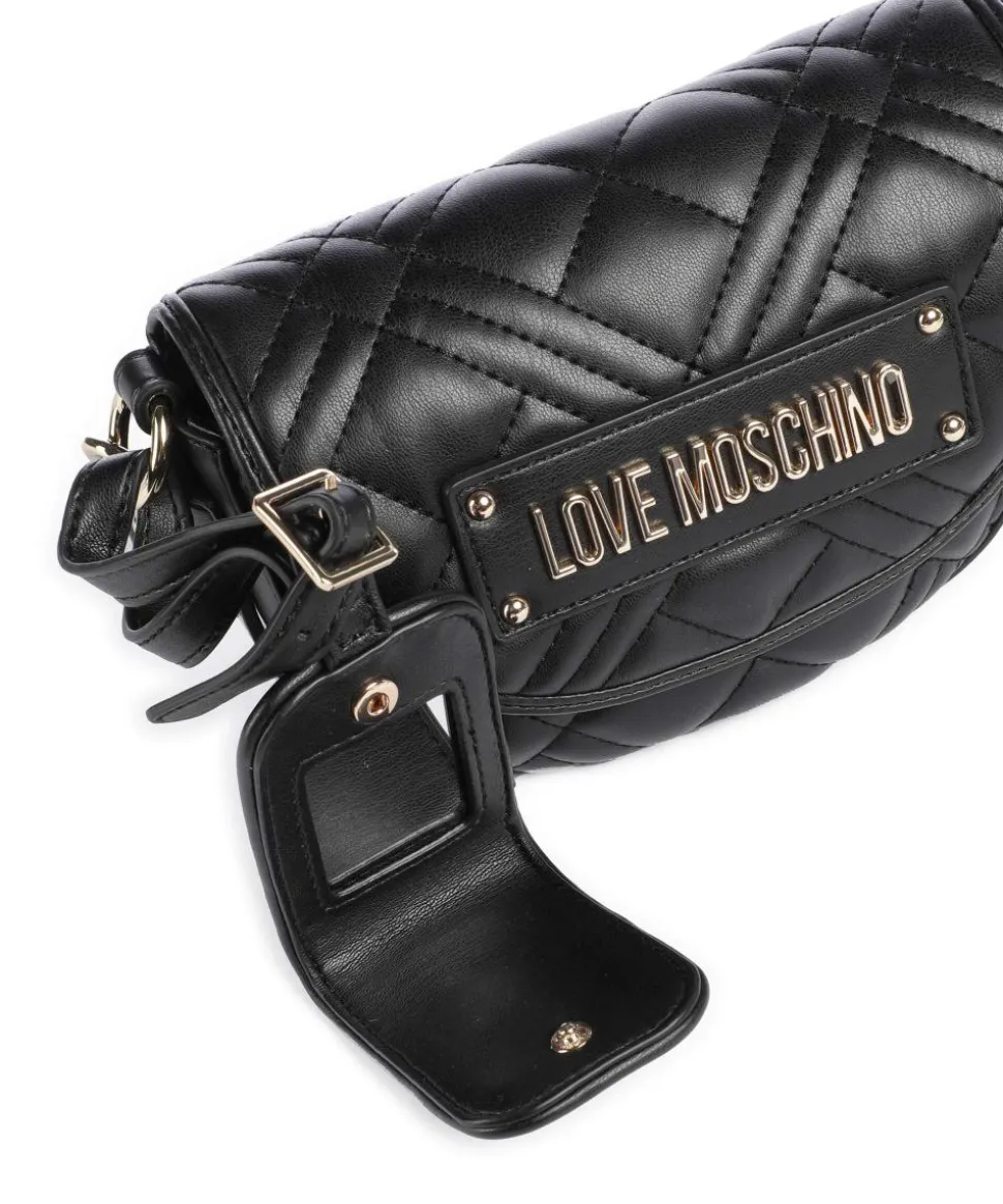 Quilted Umhängetasche Lederimitat schwarz