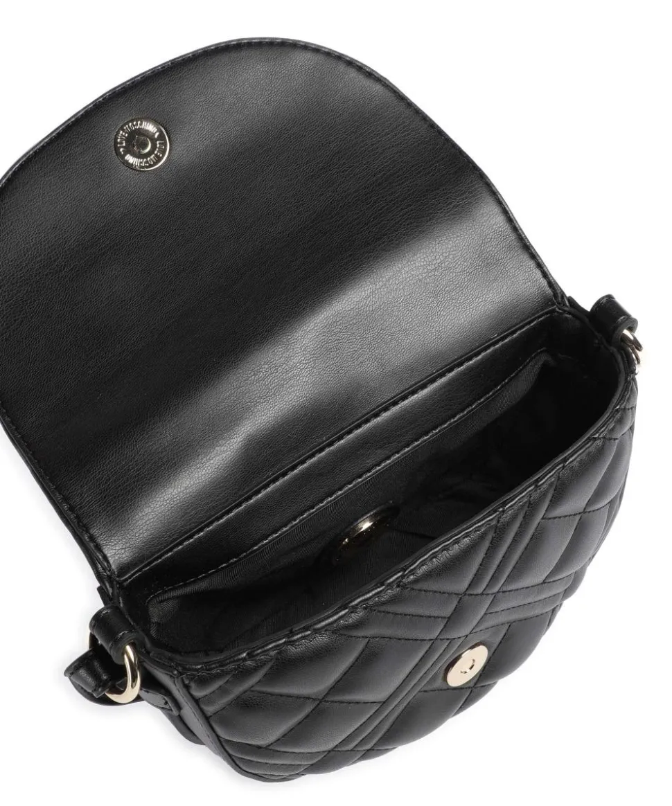 Quilted Umhängetasche Lederimitat schwarz