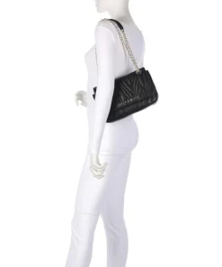 Quilted Zebra Schultertasche Lederimitat schwarz