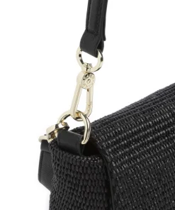 Raffia Temi Schultertasche Bast schwarz