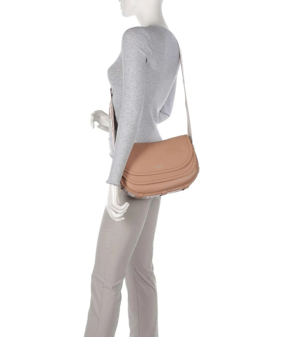 Raquel Schultertasche genarbtes Leder hellbraun