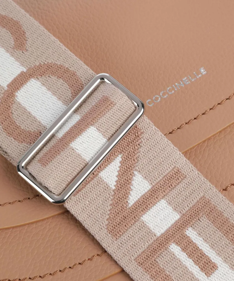 Raquel Schultertasche genarbtes Leder hellbraun