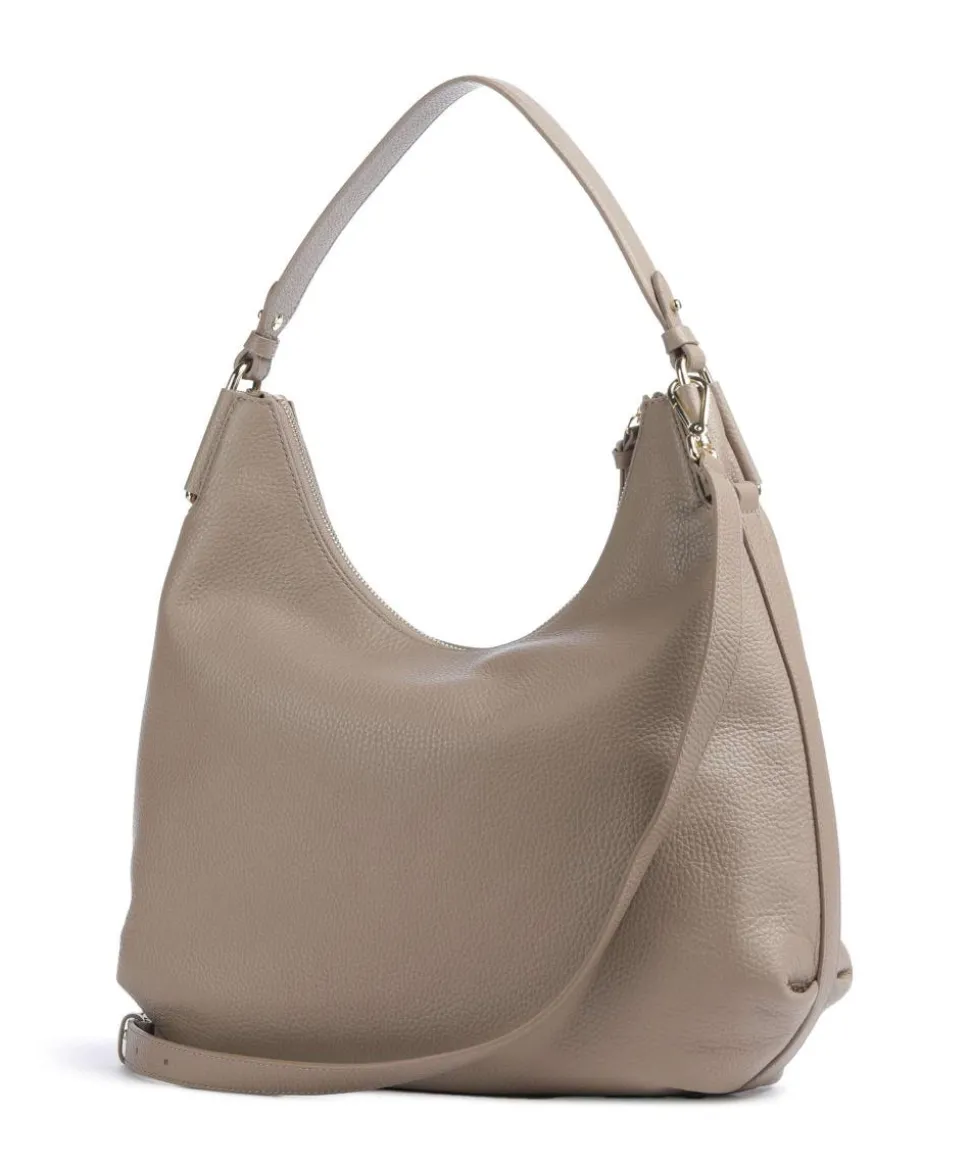 Rebekka Beuteltasche genarbtes Rindsleder taupe