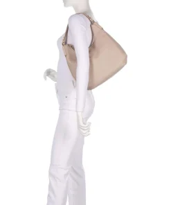 Rebekka Beuteltasche genarbtes Rindsleder beige