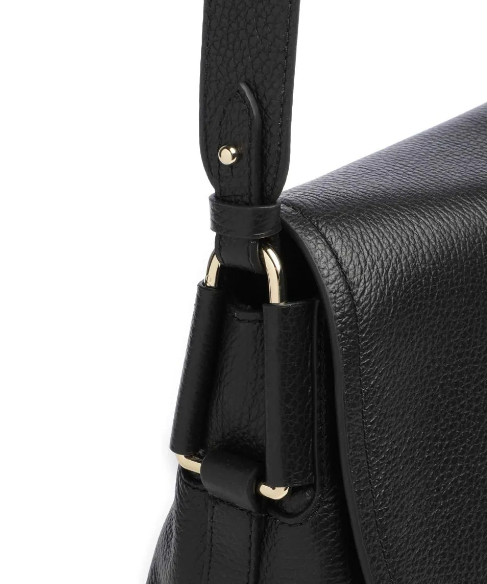 Rebekka Schultertasche genarbtes Rindsleder schwarz