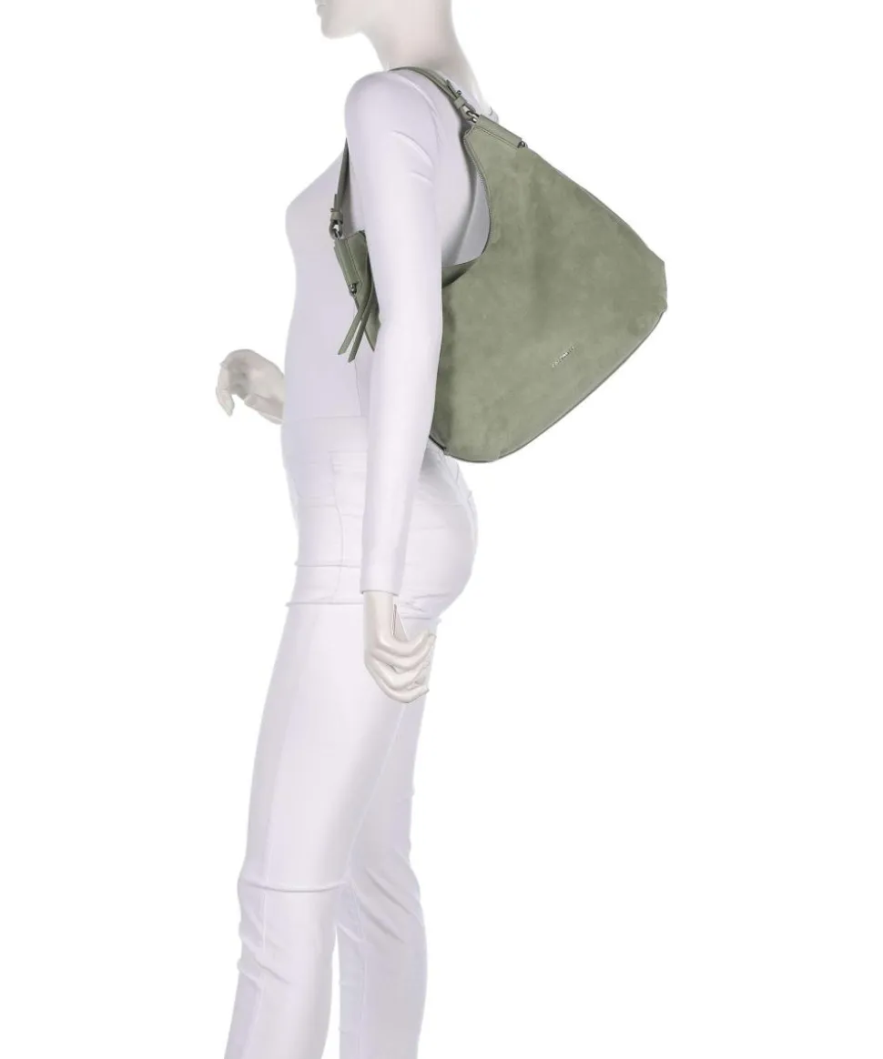 Rebekka Suede Beuteltasche aufgerautes Rindsleder graugrün