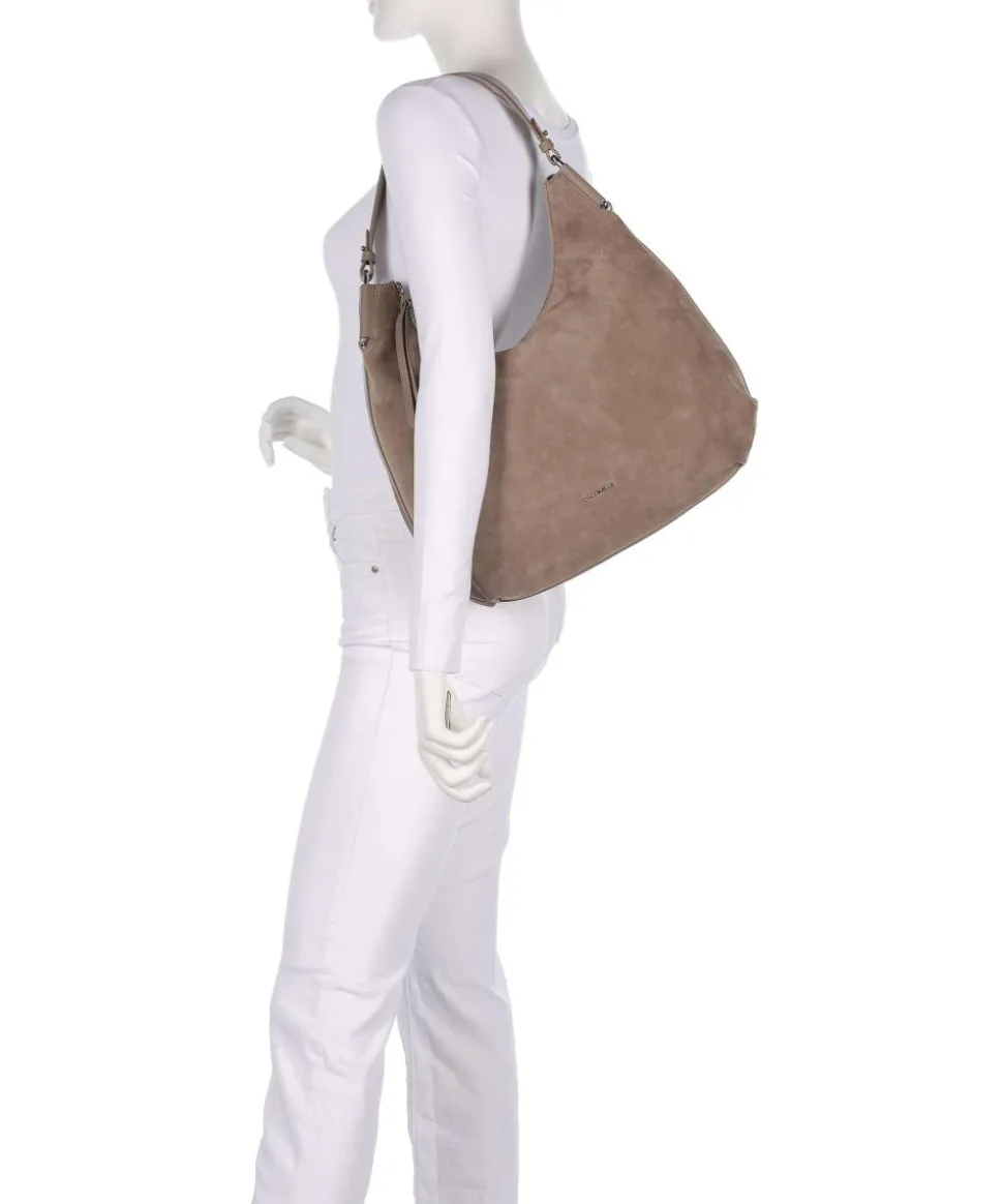 Rebekka Suede Beuteltasche aufgerautes Rindsleder taupe