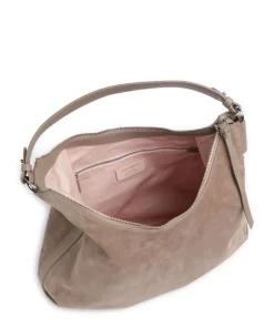 Rebekka Suede Beuteltasche aufgerautes Rindsleder taupe
