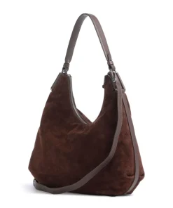 Rebekka Suede Beuteltasche aufgerautes Rindsleder dunkelbraun