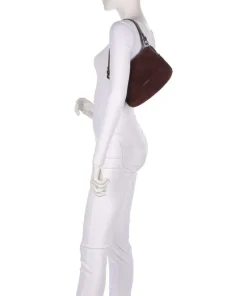 Rebekka Suede Schultertasche aufgerautes Rindsleder dunkelbraun