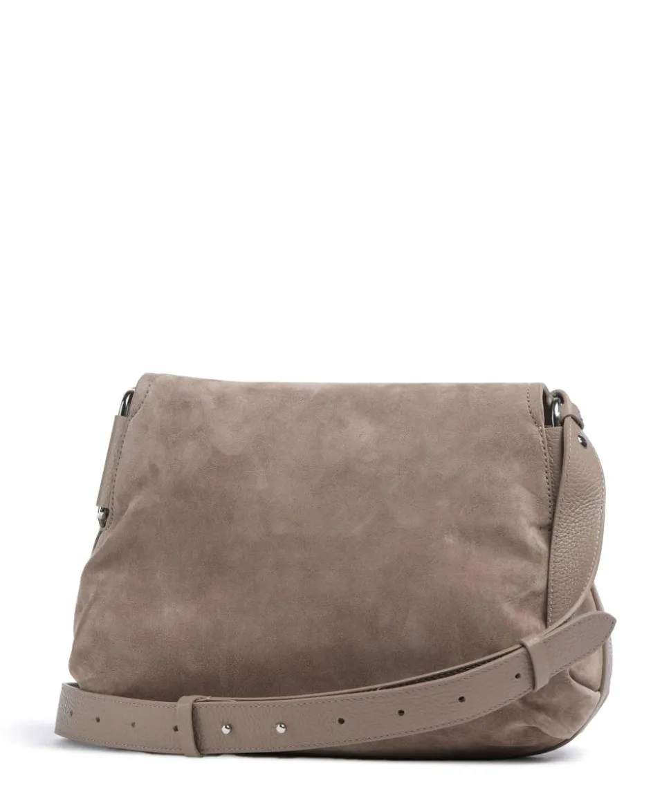 Rebekka Suede Schultertasche aufgerautes Rindsleder taupe