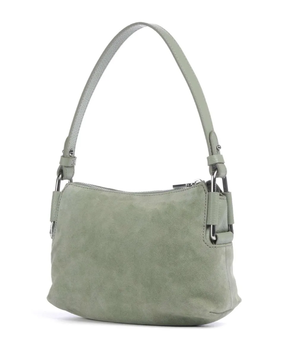 Rebekka Suede Schultertasche aufgerautes Rindsleder graugrün