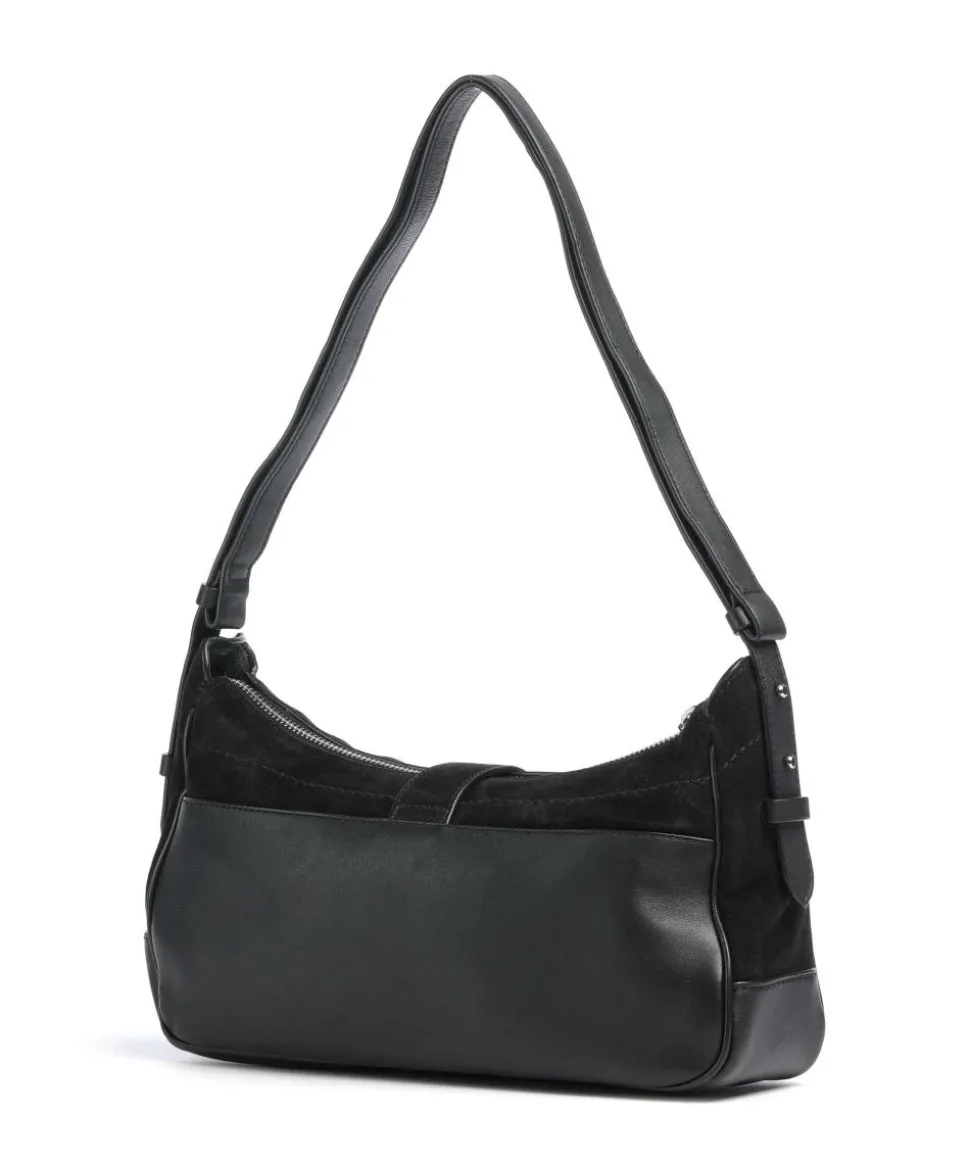 Ren Suede S Schultertasche aufgerautes Leder schwarz