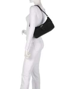 Ren Suede S Schultertasche aufgerautes Leder schwarz