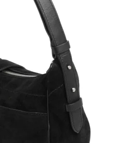Ren Suede S Schultertasche aufgerautes Leder schwarz
