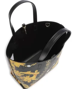 Reversible Shopper Handtasche Lederimitat schwarz