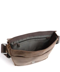 Richmond Schultertasche Leder dunkelbraun