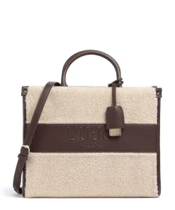 Ridhi M Handtasche Lederimitat, Kunstfell beige/braun