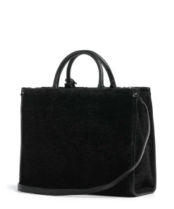 Ridhi M Handtasche Lederimitat, Kunstfell schwarz