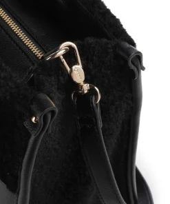 Ridhi M Handtasche Lederimitat, Kunstfell schwarz