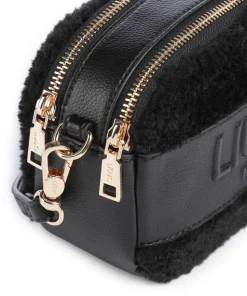 Ridhi S Umhängetasche Lederimitat, Kunstfell schwarz