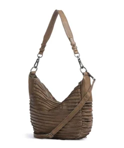 Riffel Flowow Beuteltasche genarbtes Leder olivgrün