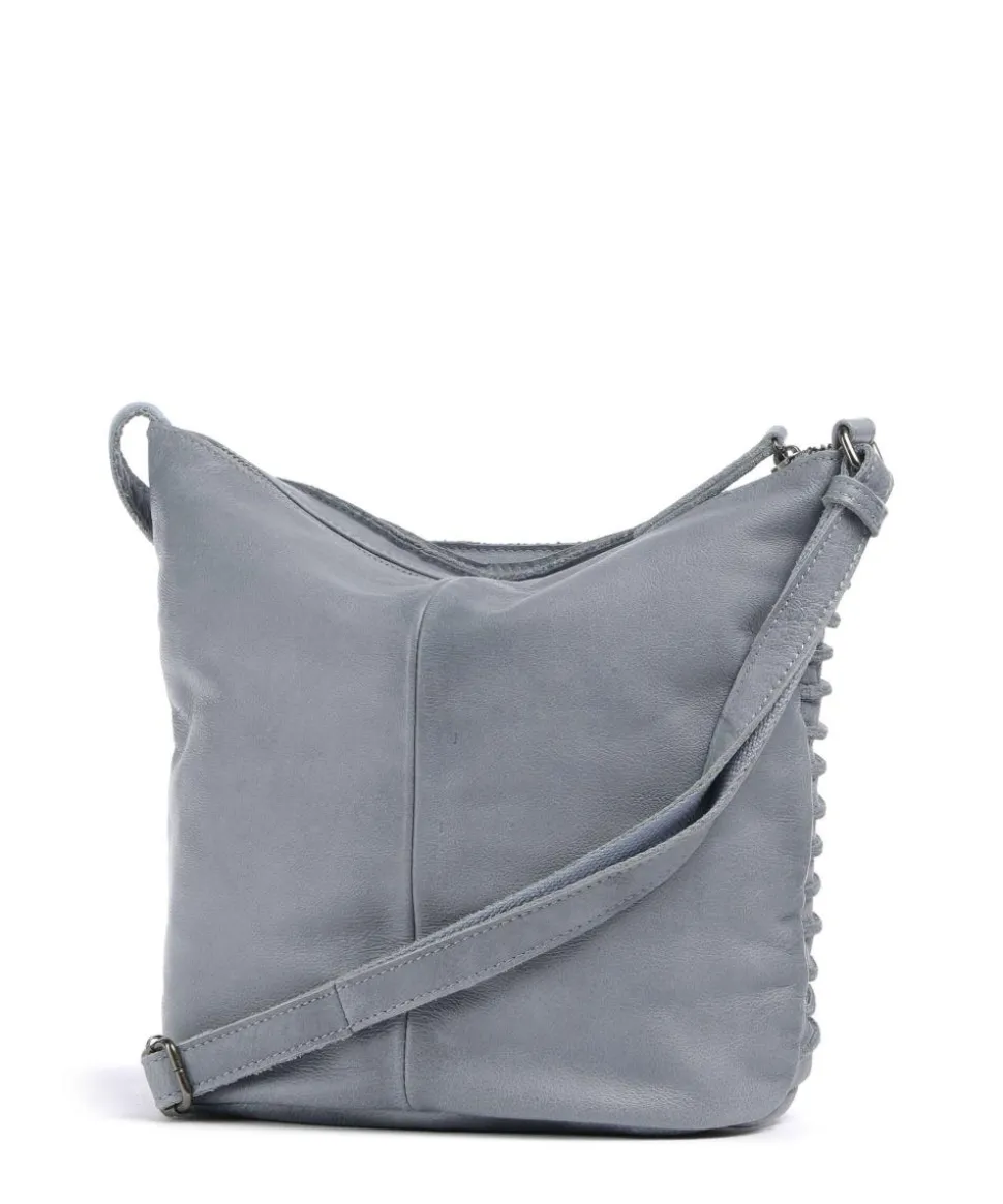 Riffellinchen Umhängetasche genarbtes Rindsleder blaugrau