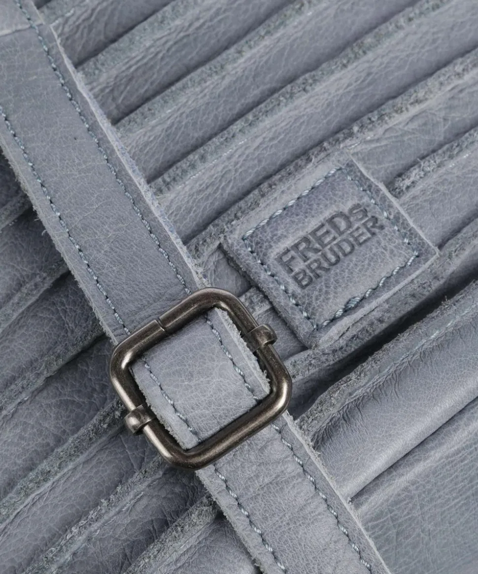 Riffellinchen Umhängetasche genarbtes Rindsleder blaugrau