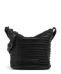 Riffellinchen Umhängetasche genarbtes Rindsleder schwarz