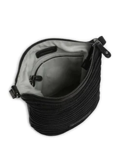 Riffellinchen Umhängetasche genarbtes Rindsleder schwarz