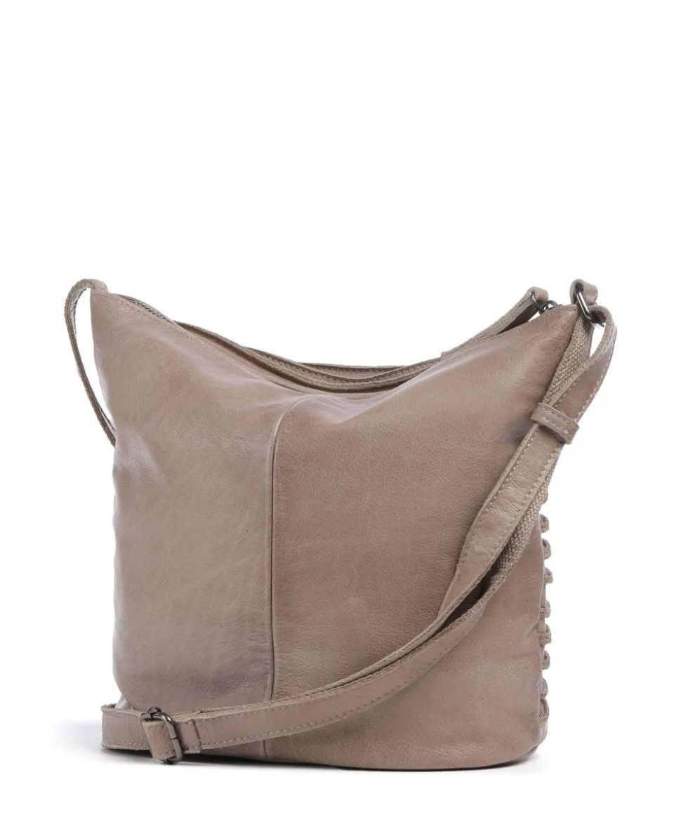 Riffellinchen Umhängetasche genarbtes Rindsleder taupe