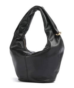 Ring Mini Beuteltasche fein genarbtes Leder schwarz