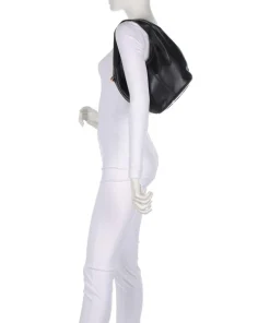 Ring Mini Beuteltasche fein genarbtes Leder schwarz