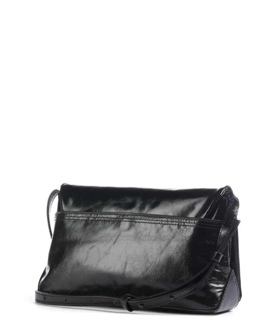 Rive Paper Touch Crinkle S Umhängetasche fein genarbtes Leder schwarz