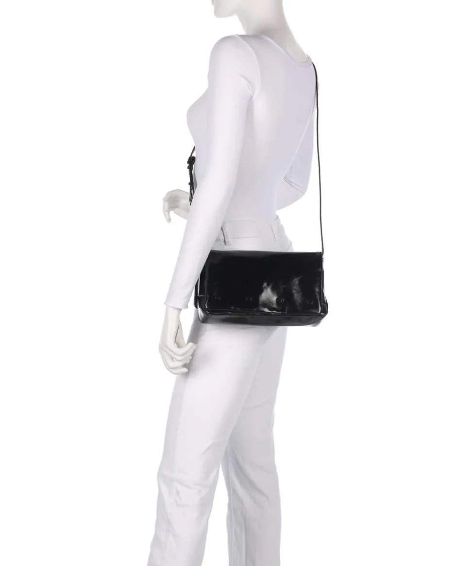 Rive Paper Touch Crinkle S Umhängetasche fein genarbtes Leder schwarz