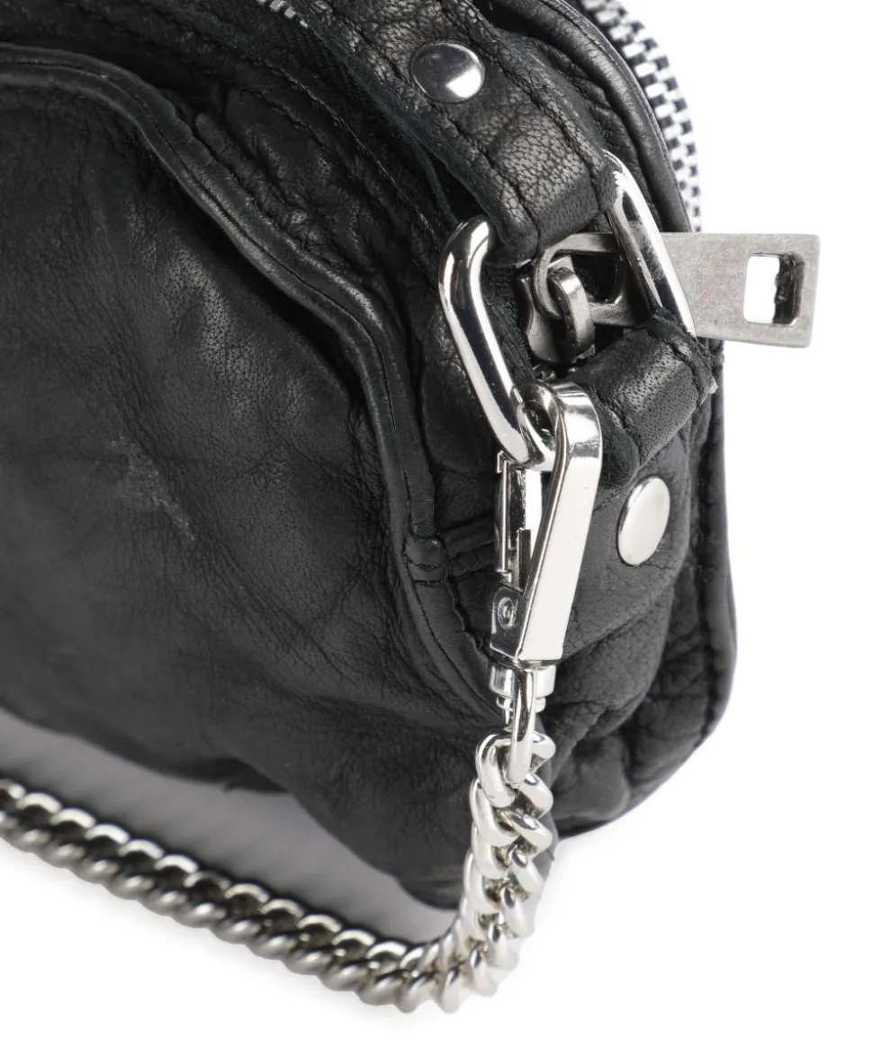 River Washed Helena Umhängetasche genarbtes Kalbsleder schwarz