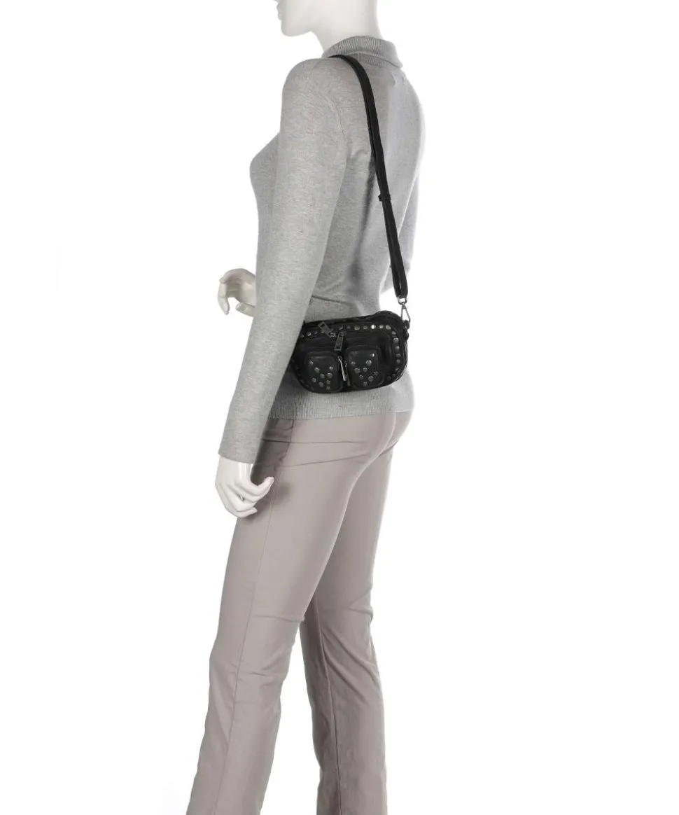 River Washed Helena Umhängetasche genarbtes Kalbsleder schwarz