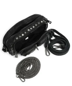 River Washed Helena Umhängetasche genarbtes Kalbsleder schwarz