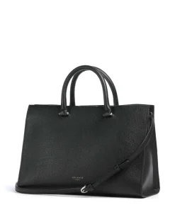 Rosane Handtasche genarbtes Rindsleder schwarz