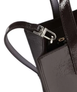 Rouseta Handtasche genarbtes Leder dunkelbraun