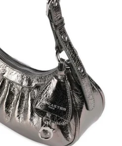 Rétro & Glam Umhängetasche fein genarbtes Rindsleder silber