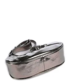 Rétro & Glam Umhängetasche fein genarbtes Rindsleder silber