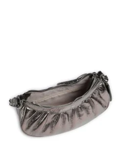 Rétro & Glam Umhängetasche fein genarbtes Rindsleder silber