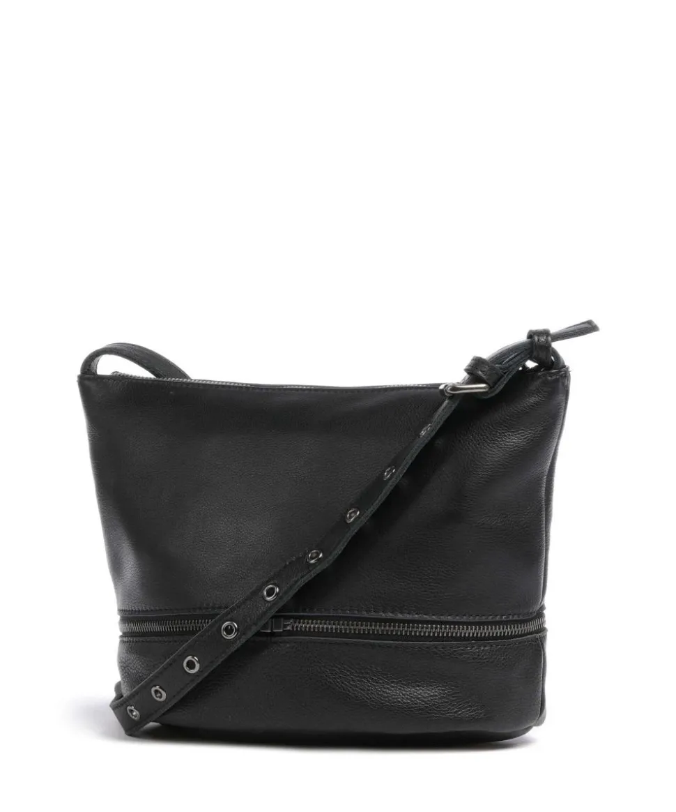 Run Around Umhängetasche genarbtes Leder schwarz