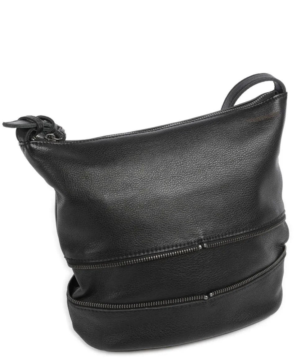 Run Around Umhängetasche genarbtes Leder schwarz